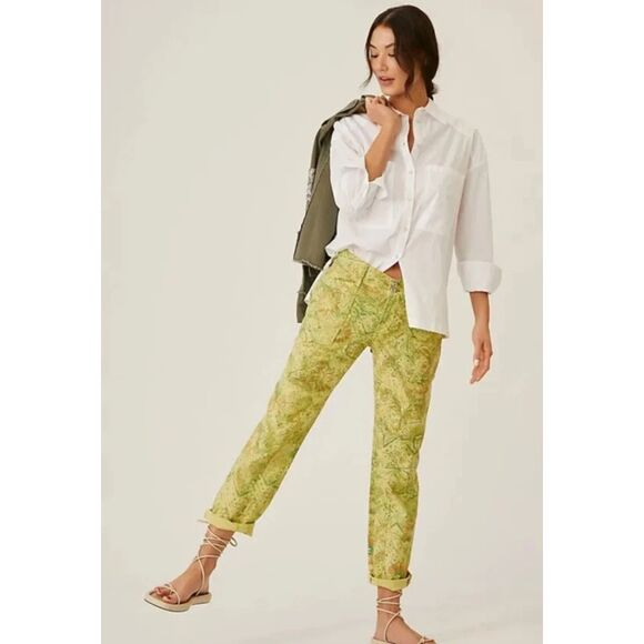 Pilcro 31 The Wanderer Low Rise Pants Crop Ankle Straight Leg Paisley Boho Print - Picture 1 of 9